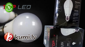 LED spuldze E27 (5W) 500 Lumen silti baltā krāsā no "TOP LED"