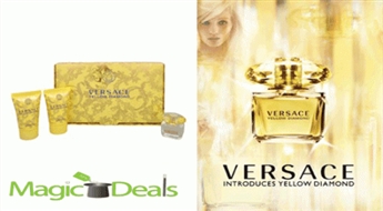 Ir uz vietas! Komplekts Versace Yellow Diamond women EDT 5ml+ 25ml ķermeņa losjons+ 25ml dušas želeja.