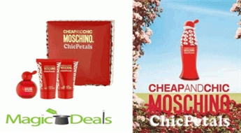 Var izņemt uzreiz! Komplekts Moschino Cheap & Chic Chic Petals women EDT 4.9ml+ 25ml dušas želeja+ 25ml ķermeņa losjons.
