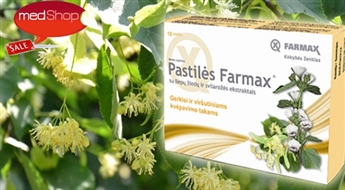 Pastilas Farmax® kakla un elpceļu veselībai ar liepziedu un altejas saknes ekstraktiem