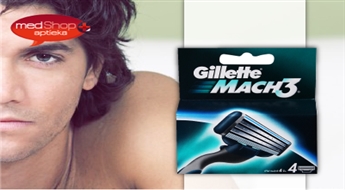 Visdrošākā un gludākā skūšanās ar GILLETTE! Četru Gillete MACH 3 skūšanās asmeņu komplekts