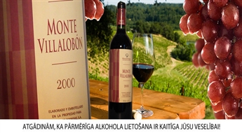 2000. gada Spānijas sausais, sarkanvīns „Monte Villalobon” 13% (75 cl) tikai par 4.50 Ls! Izcila dāvana svētkiem!