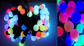 Krāsainas rotājumu virtenes ar 100 vai 200 apaļajām LED lampiņām ar atlaidi!