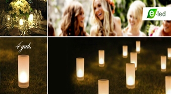 LED dekoratīvās sveces (4 gab.) ar 75% atlaidi! Superīgs dekora elements kāzu svinībām!