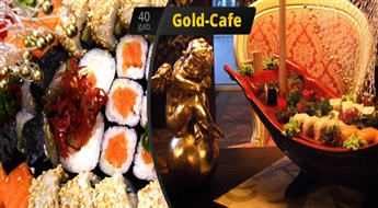 Лодка с суши-сетом из 40штук + чайник зеленого или черного чая  в ресторане „Gold-Cafe”! Настало время кушать суши!