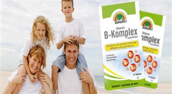 Pilnais B vitamīnu grupas komplekss – „Sunlife B-Komplex” (72 tabletes) ar 50% atlaidi! Veselība pirmām kārtām!