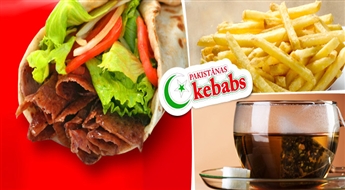 Большой говяжий ИЛИ куриный кебаб с картофелем фри + чай в „Pakistānas Kebabs” (HALAL) со скидкой 50%!