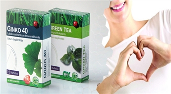 Ginko 40 uztura bagātinātajs (30 kapsulas) vai Green Tea uztura bagātinātājs (30 kapsulas) ar 50% atlaidi! Parūpējies par savu veselību!