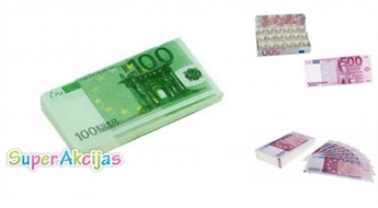 Бумажные салфетки 100 или 500 евро купюрой