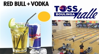 Kokteilis VODKA&REDBULL Toss Boulinga Hallē + 50% atlaide boulingam jebkurā laikā + 50% atlaide apavu īrei!