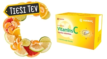 FARMAX: Vitamīns C N30 ar mežrozīšu ekstraktu (30 kapsulas)