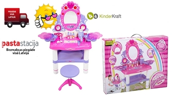 Rotaļu kosmētikas galdiņš ar piederumiem, skaņas efektiem un gaismiņām Jūsu mazajai princesei