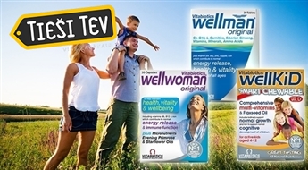 Vitabiotics: vitamīni WELLWOMAN, WELLMAN vai WELLKID visai ģimenei (30 tabletes)