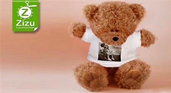 Lācītis Teddy apdrukātā krekliņā (jūsu foto vai novēlējums) – 55% atlaide. Mīksta dāvaniņa ikvienam