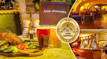 Vakariņas ar trim ēdieniem nacionālajā stilā restorānā „Alus Arsenāls” ar 50% atlaidi!