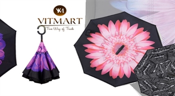 Современные зонты, которые открываются в обратную сторону (7 ярких расцветок), всего за 10,5 €!