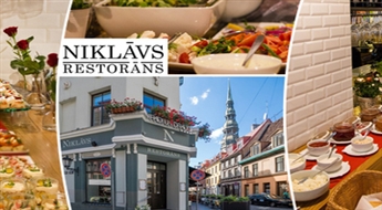Воскресный бранч в ресторане «NIKLĀVS» в Старой Риге (10 или 24 марта или 7 апреля 2019 года) всего за 14,5 €!