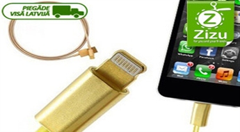 Augstas kvalitātes zelta USB uzlādes vads iPhone 5 telefonam tikai par € 9,9 (Ls 6,96). Piegāde VISĀ LATVIJĀ!