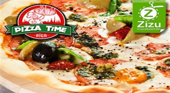 Вкусная и насыщенная пицца из широкого ассортимента «Pizza Time», начиная всего от 3,6 € (2,53 Ls). Радость для живота и глаз!
