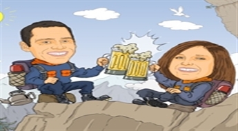 2 personu karikatūra ar fonu
