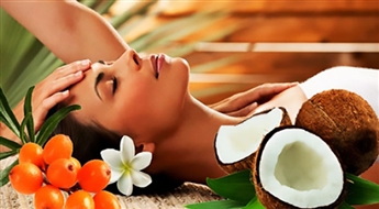 Relaksējošā kokosriekstu un smiltsērkšķu eļļu masāža, ietīšana un aromterapija sejai!