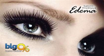 Идеальные ресницы надолго! Наращивание ресниц Perfect Silk Lashes + коррекция бровей в подарок от салона "Edema" co скидкой 56% всего за 11 Ls!