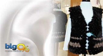 Жилет из вязаной норки на сетке с 20% скидкой.