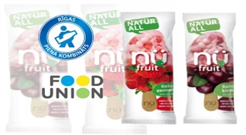 Kaste (30 gab.) gardā saldējuma „NU FRUIT” ar ķiršiem vai veselām zemenēm -50%