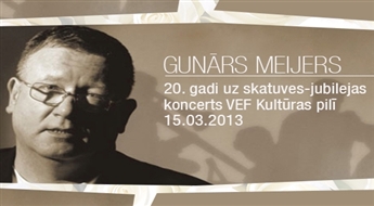 Burvīga pavasara dāvana! Jubilejas koncerts "Gunārs Meijers - 20 gadi uz skatuves” 15. martā -50%