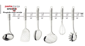 CS SOLINGEN EXQUISITE: elegants virtuves piederumu komplekts (6 priekšmeti) + sienas stanga ar āķīšiem -42%