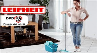 Leifheit: grīdas uzkopšanas komplekts Combi Clean (birste + lupata + spainis + ūdens nospiežamais) vai maināmā lupata līdz -50%