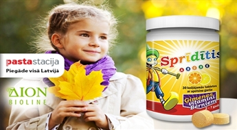 "Sprīdītis" – ģimenes vitamīni bērniem (30 košļājamās tabletes) no Dion Bioline -55% Pirmie pilnīgi dabīgie vitamīni Latvijā!