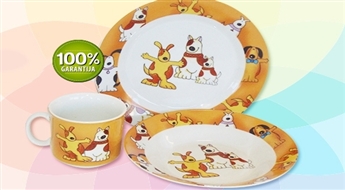Jautrākām maltītēm! Trauku komplekts bērniem (2 šķīvīši + krūzīte) -34%