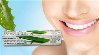 EkoMed: baltinošā zobu pasta ALOE DENT WHITENING ar alveju -50%