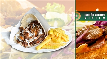 INDIEŠU VIRTUVE VISIEM: lielais kebabs (vistas vai liellopa) + lielie frī kartupeļi -50%