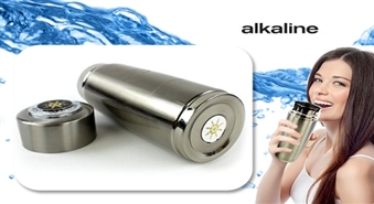 Dzīvais ūdens Tavai veselībai! Alkaline: nerūsējošā tērauda ūdens dzeramtrauks ar nanotehnoloģijām (380 ml) + rezerves filtri -67%