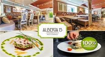 Jūgendstila restorāns "Alberta 13": jebkuri ēdieni un dzērieni -50% Garda maltīte patīkamā 20. gadsimta sākuma atmosfērā!