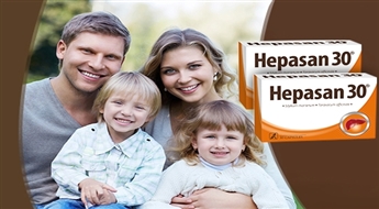 Pirmā palīdzība Tavu aknu veselībai! DIVI iepakojumi Hepasan 30: ātras iedarbības ārstniecības augu kompleksa -50%