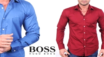 HUGO BOSS vīriešu krekls no 100% kokvilnas (zilā, baltā vai bordo krāsā) -58%