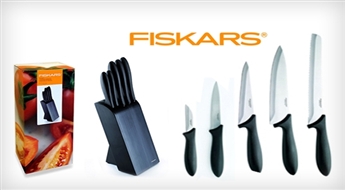 Piecu FISKARS nažu komplekts + elegants koka statīvs -41%