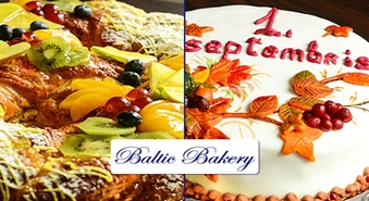 Baltic Bakery: svētku kliņģeris ar augļiem (1,5 kg) vai biezpiena-putukrējuma torte "Rudens" (1 kg) līdz -50%
