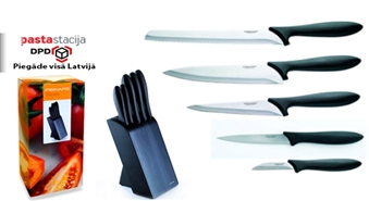 Piecu FISKARS nažu komplekts + elegants koka statīvs -41% Bezmaksas piegāde visā Latvijā!