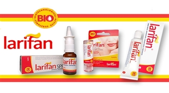LARIFĀNS: lūpu balzams, zobu pasta, ziede, aerosols, kapsulas un fizioloģiskais šķīdums līdz -50%