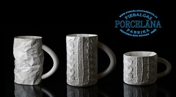 Sniegbalti dizaina trauki ar adījuma vai burzījuma efektu no Piebalgas Porcelāna Fabrikas -50%