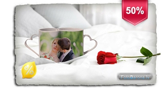 Romantiska Valentīna dienas dāvana: 2 krūzītes Amor Duo ar personalizētu apdruku.