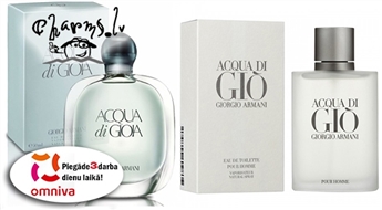 Parfimērijas ūdens Giorgio Armani Acqua Di Gioia edp 50 ml vai Tualetes ūdens Acqua Di Gio Pour Homme edt 100 ml