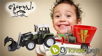 Kinder Kraft Rotaļu Traktors 75cm liels ar izkliedētāju un iekrāvēju