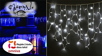 Гирлянда с LED лампочками - сосульки белого цвета 12,95 м
