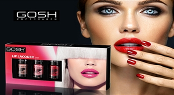 Инновационный продукт! Комплект лаков для губ GOSH COSMETICS в подарочной упаковке - 3 различных оттенка