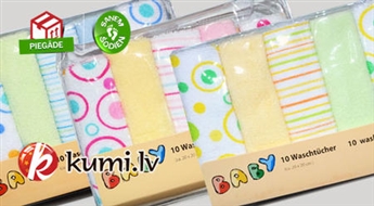 Комплект маленьких детских полотенец-салфеток (10 шт.) для умывания Baby